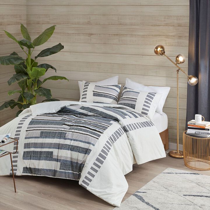 Gracie Mills Oconnor 3 Piece Boho Cotton Printed Duvet Cover Set with Trims