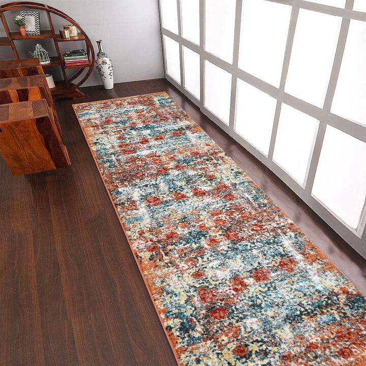 RUGSOTIC CARPETS MACHINE MADE HEATSET POLYPROPYLENE AREA RUGS  - 3'2''x10', Runner Shape, Caramel Color, Classic Oriental Traditional  Design, Midium Pile Machine Made Area Rugs (M00037)