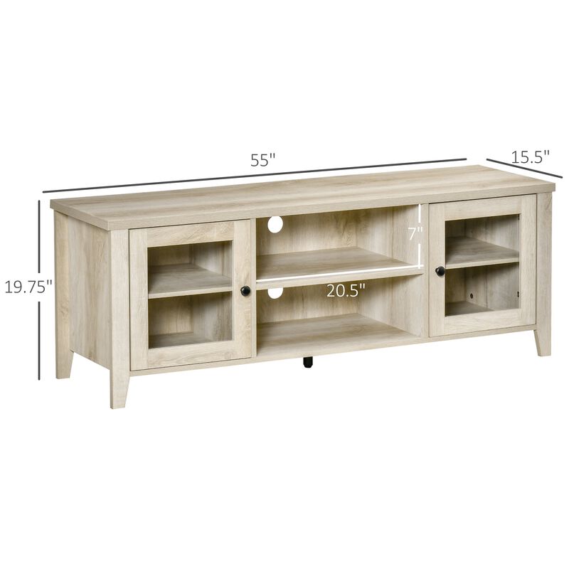 Oak TV Console: Modern Stand with Shelves for 60" Flatscreens