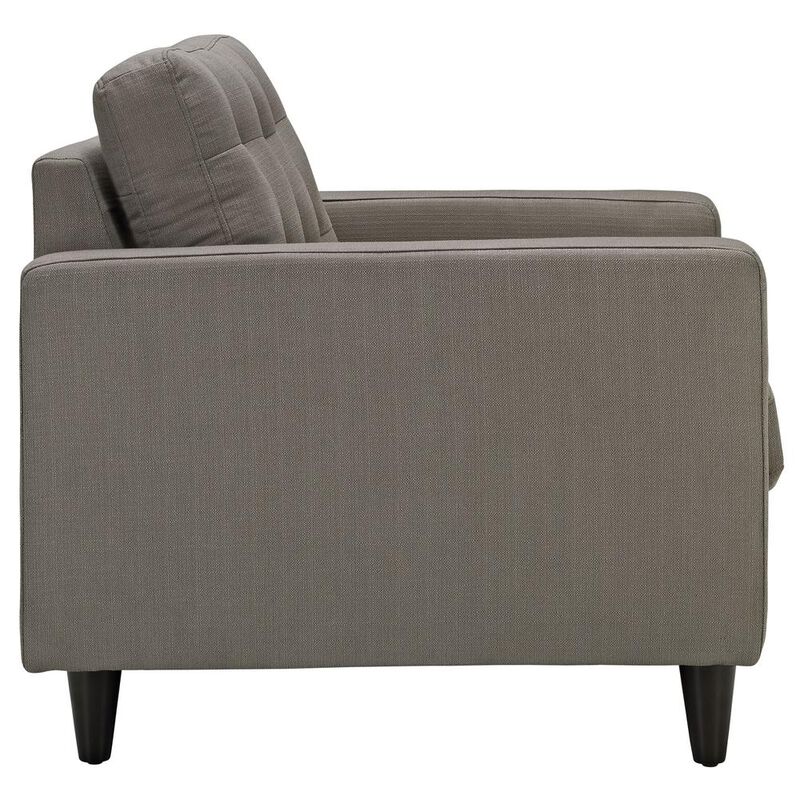 Modway Empress Mid-Century Modern Upholstered Fabric Two Armchair Set in Granite