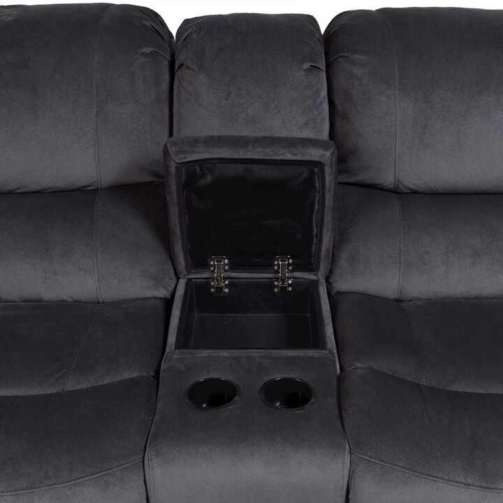 Porter Designs Ramsey Microfiber Reclining Console Loveseat, Gray