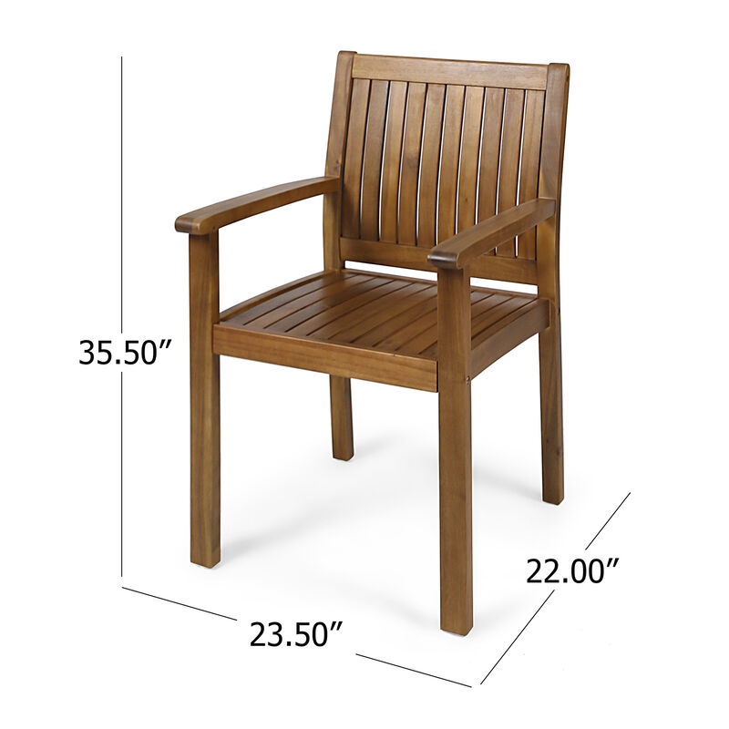 Merax Acacia Wood Outdoor Indoor Dining Chairs 2PCS