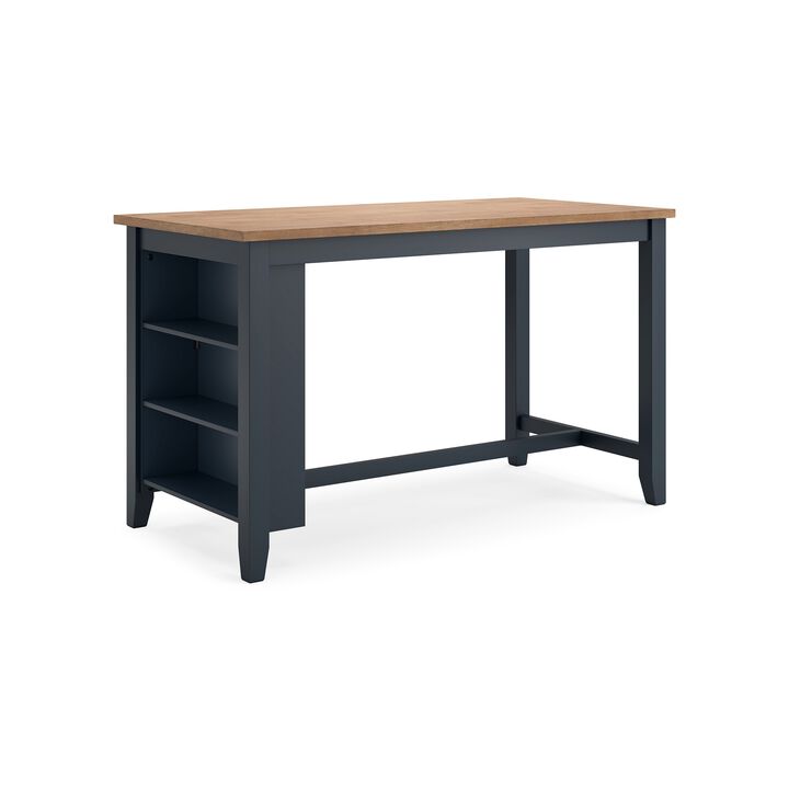 Gasy Counter Height Dining Table, 60 Inch, Dark Blue Brown Mango Wood - Benzara