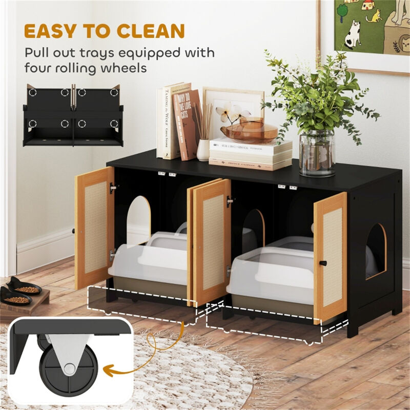Cat Litter Box Enclosed Odor-Controlled Litter Tray for Privacy and Easy Cleaning