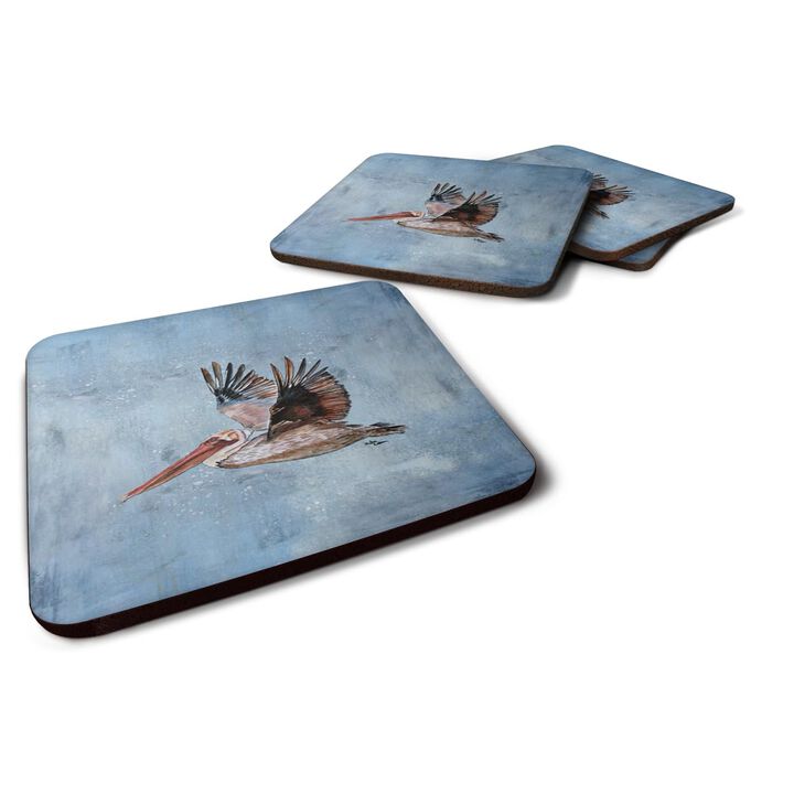 Caroline's Treasures 8506FC Bird-Pelican Foam Coasters (Set of 4), 3.5 H x 3.5 W, Multicolor