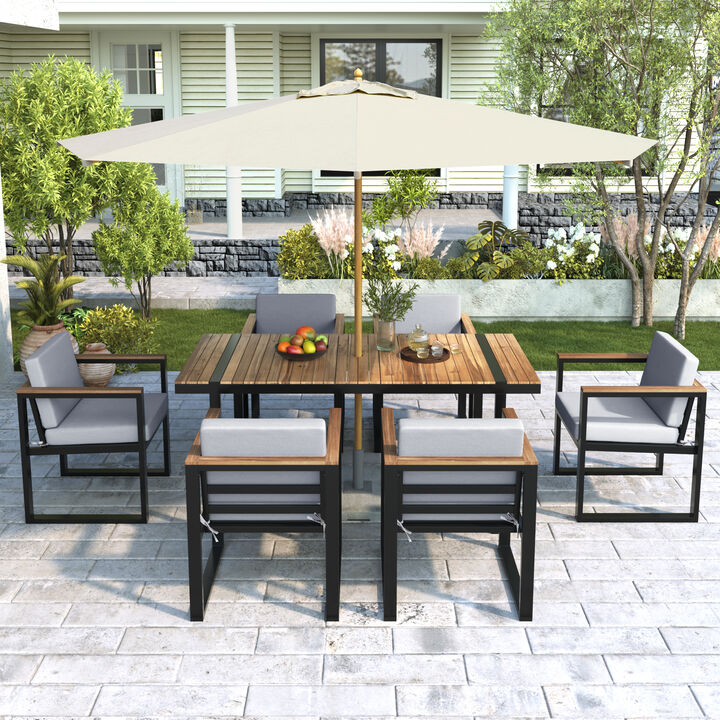 Merax 7 Pieces Outdoor Dining Set Patio Dining Table and Chair Set