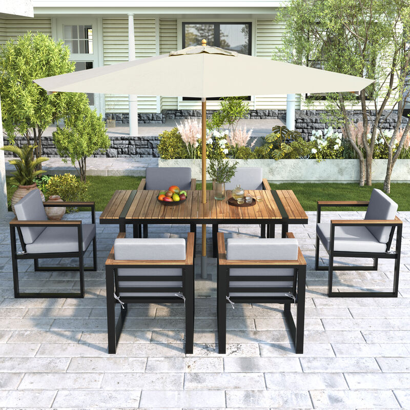 Merax 7 Pieces Outdoor Dining Set Patio Dining Table and Chair Set