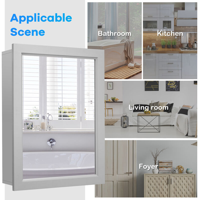 Wall Mounted Adjustable Medicine Storage Mirror Cabinet