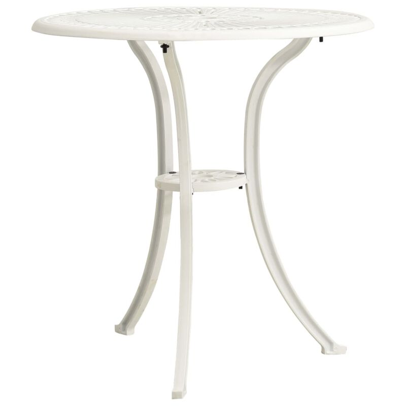 vidaXL Garden Table White 24.4"x24.4"x25.6" Cast Aluminum