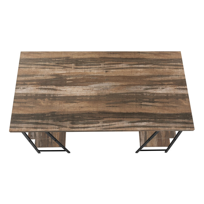 Monarch Specialties I 7525 Computer Desk, Home Office, Laptop, Storage Shelves, 48"L, Work, Metal, Laminate, Brown, Black, Contemporary, Modern