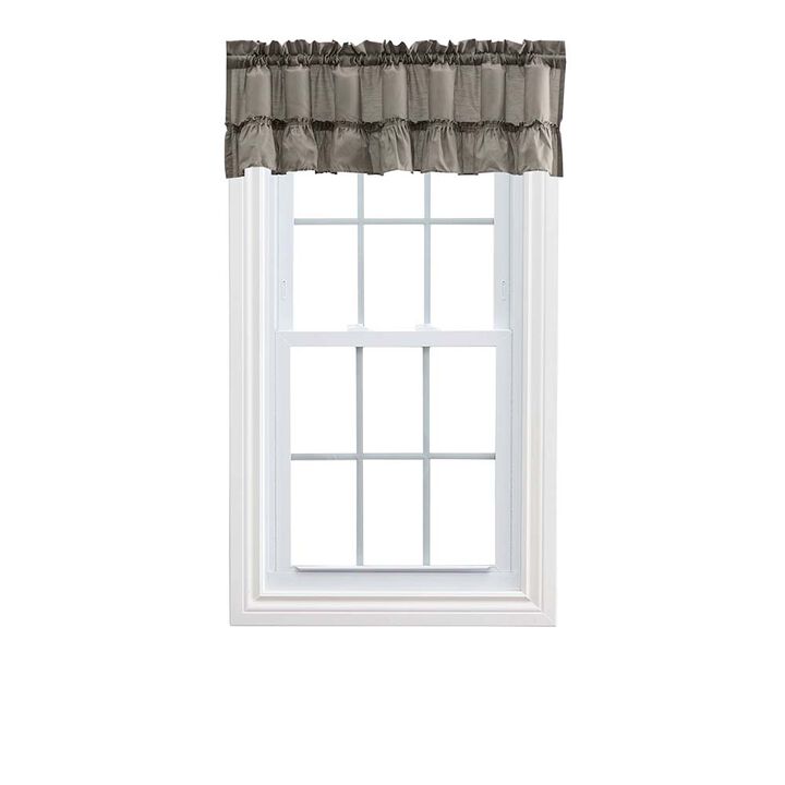 Ellis Stacey 1.5" Rod Pocket High Quality Fabric Solid Color Window Ruffled Filler Valance 54"x13" Grey