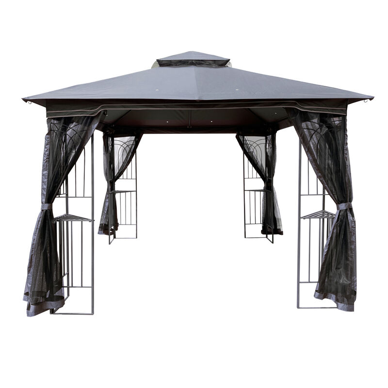 10x10 Outdoor Patio Gazebo Canopy Tent With Ventilated Double Roof And Mosquito Net