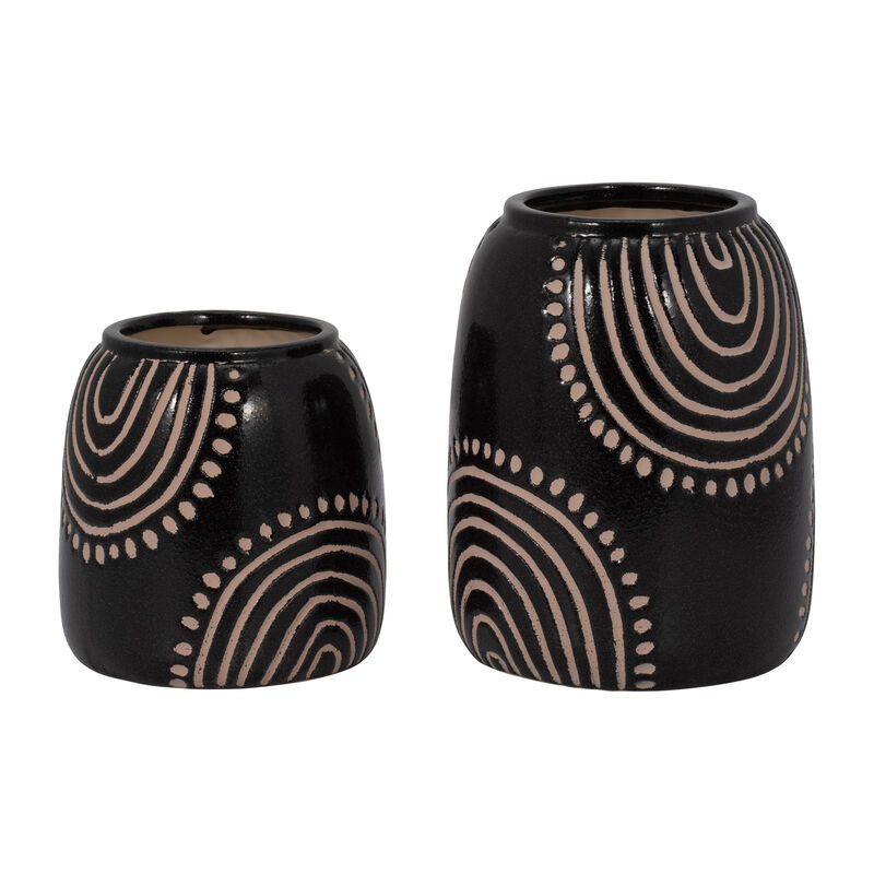 6" Stone Round Tribal Arch Vase