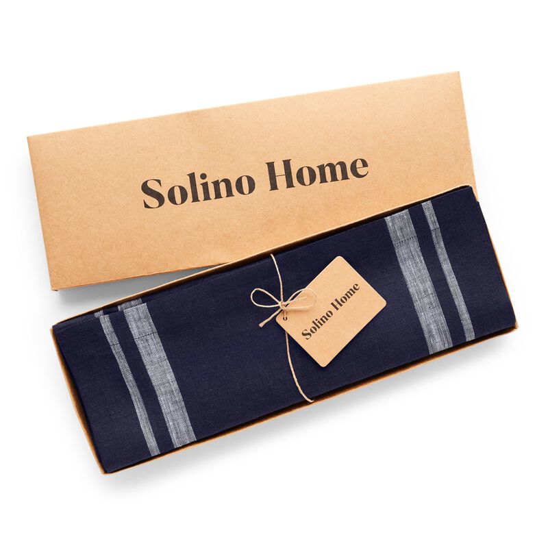 Solino Home 100% Pure Linen Table Runner | French Stripe