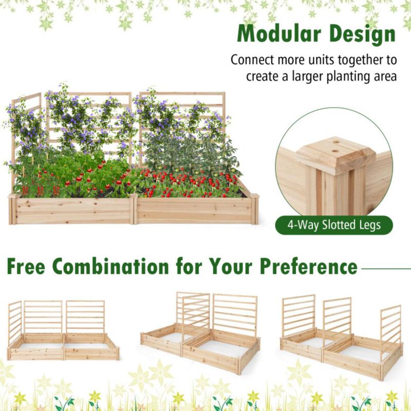 Hivvago Raised Garden Bed with 2 Planter Boxes and 3 Trellis