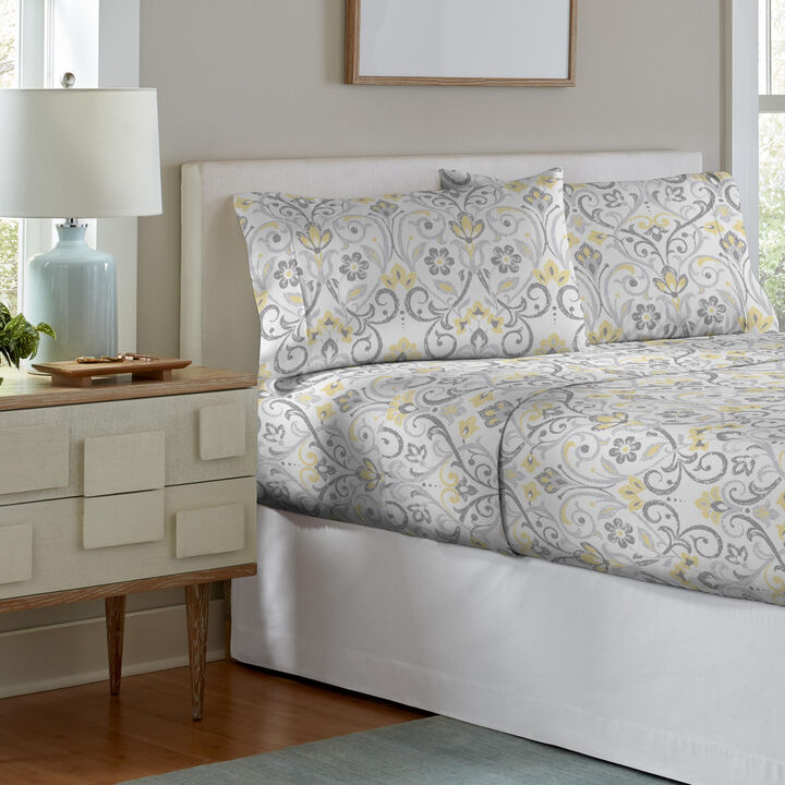 Pointehaven Super Heavy Weight 200 GSM 100% Soft Cotton Jensen Printed Flannel Deep Pocket 3 pc Sheet Set, Twin Extra Long