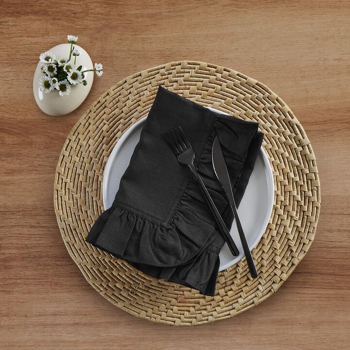 Solino Home 100% Pure Linen Cloth Napkins 20 x 20 Inch Set of 4 | Gabrielle Ruffle Dinner Napkins