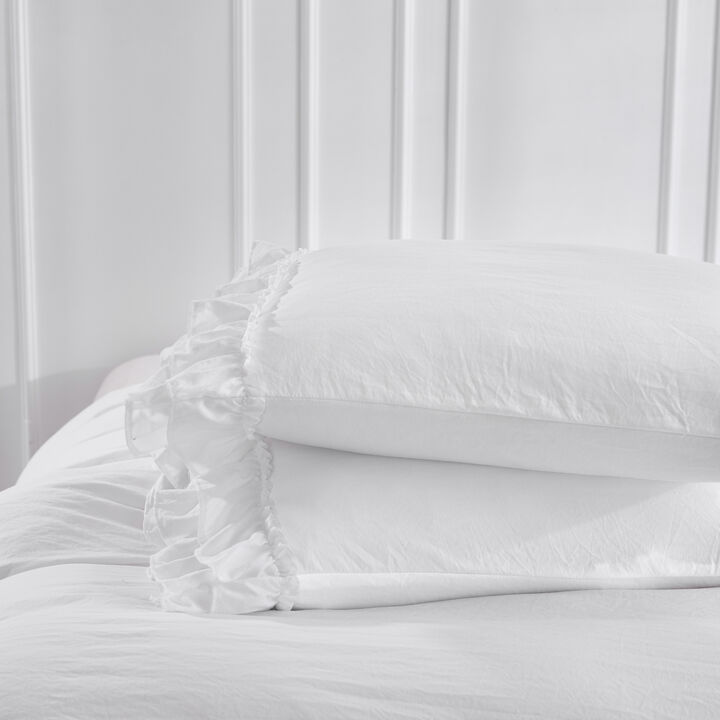 3-Piece Farmhouse Ruffled Duvet Cover Set with 2 Shams Soft and Elegant Bedding for a Cozy Bedroom
