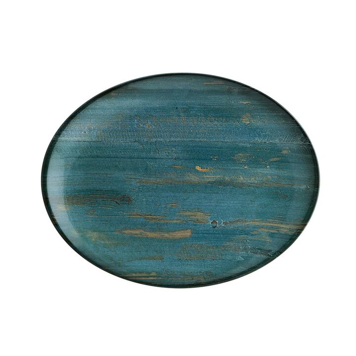 Madera 12.25" x 9.5" x h:1" Oval Decorated Porcelain Platter