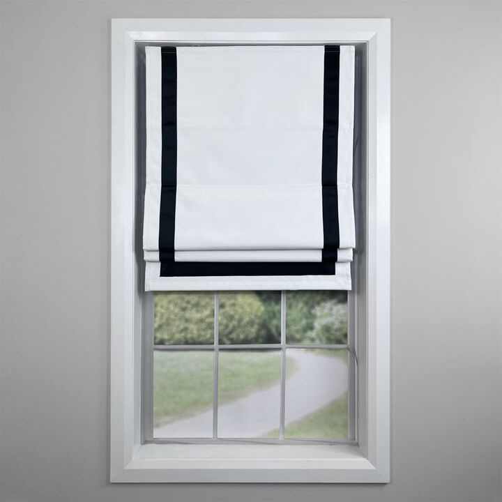 Versailles Valentina Cordless Roman Blackout Shades For Windows Insides/Outside Mount 40" x 63" Black/White