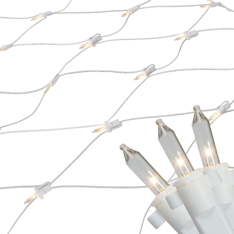 4' x 6' Clear Mini Net Style Christmas Lights  White Wire