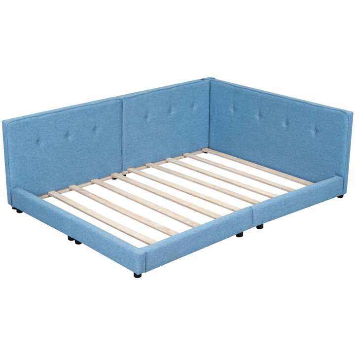 Merax Linen Upholstered Platform Daybed Bed with USB Ports