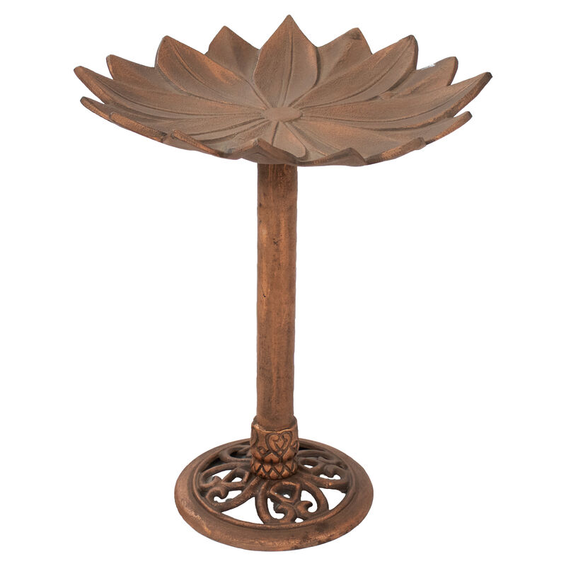 Sunnydaze Garden Lotus Metal Bird Bath - Copper Patina - 16.5 in