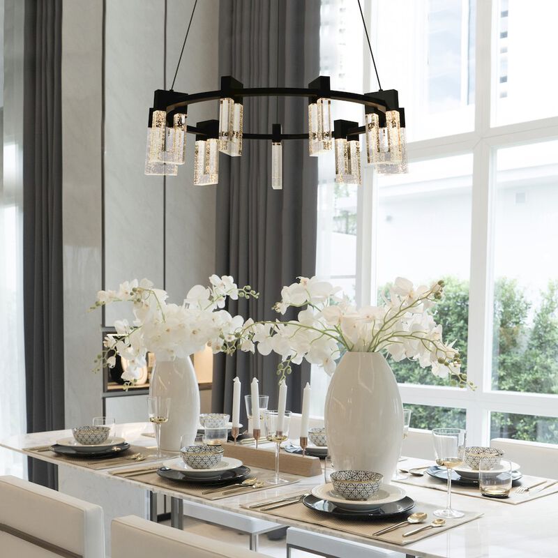 VONN Lighting 9-Light Pendant Lighting Height Adjustable Integrated LED Circular Chandelier