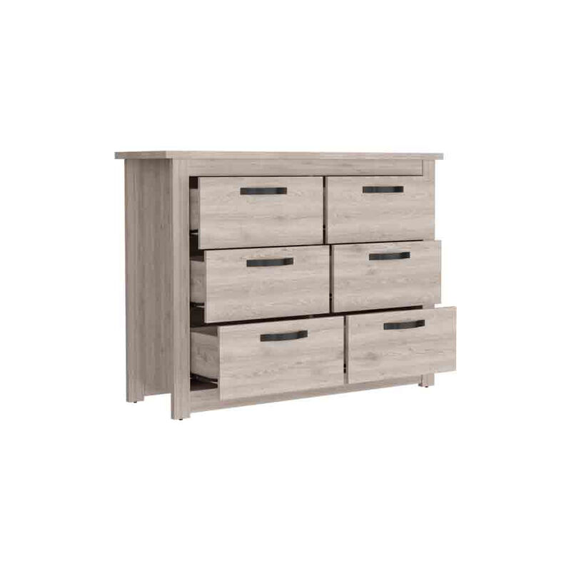 6 Drawer Double Dresser Toret, Bedroom, Light Gray