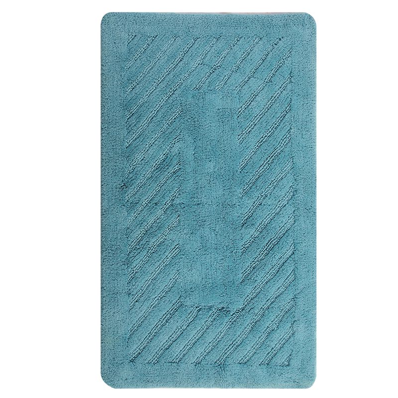 Knightsbridge Diagonal Racetrack 100% Cotton Reversible Bath Rug 20 X 30 Aqua