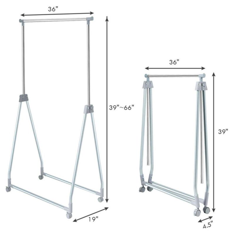 Hivvago Extendable Foldable Heavy Duty Clothing Rack with Hanging Rod