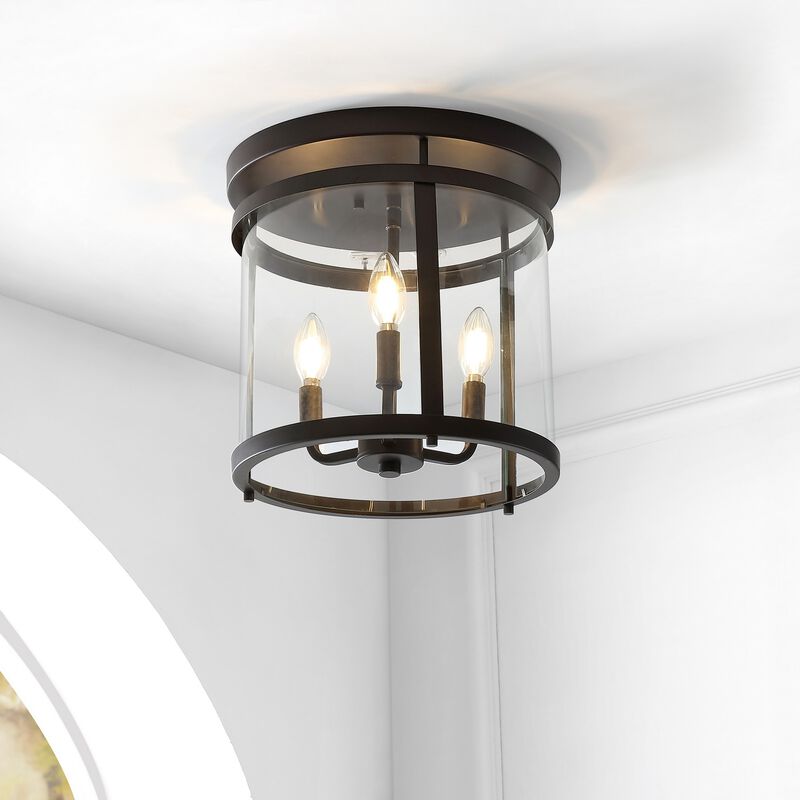 Ciel 3-Light Metal/Glass Rustic Vintage LED Flush Mount