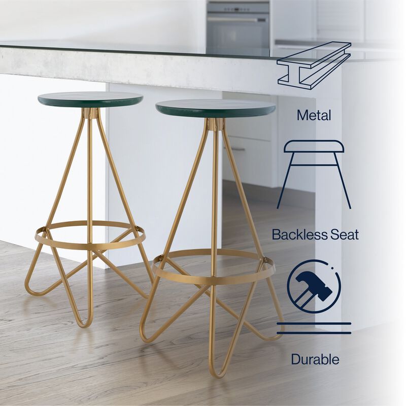 Spiroa 30" Modern Industrial Metal Backless Circular Bar Stool