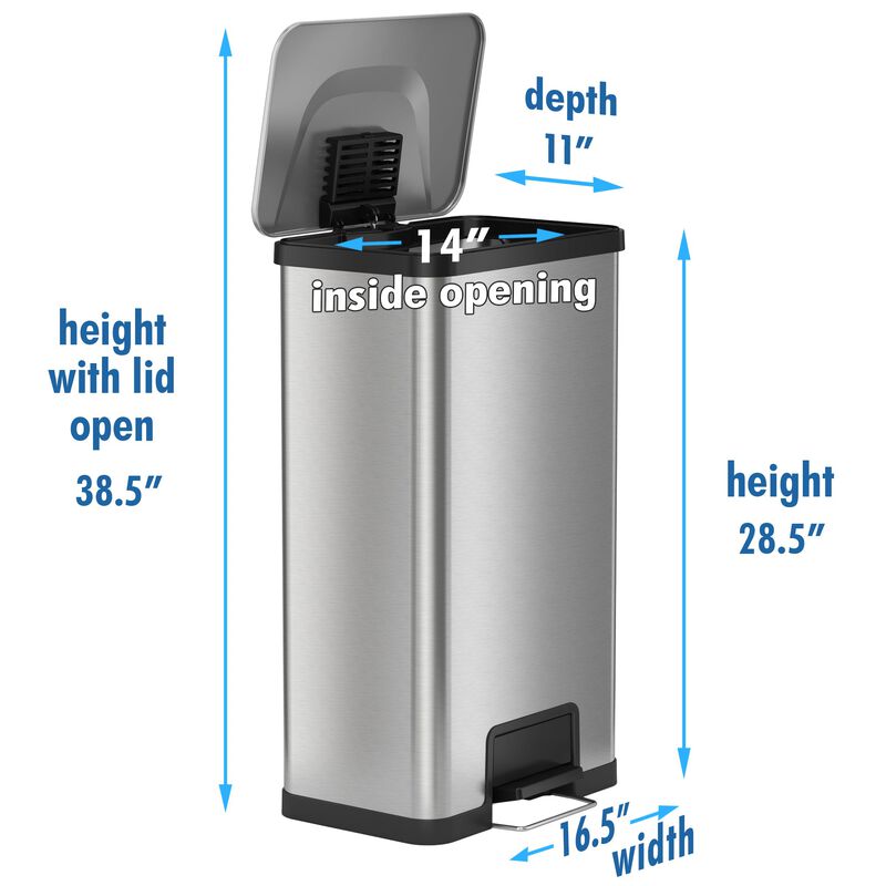 iTouchless 18 Gallon / 68 Liter AirStep Step Pedal Trash Can