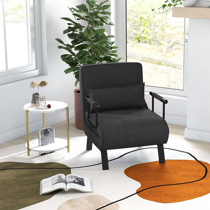 Folding 6 Position Convertible Sleeper Bed Armchair Lounge Couch with Pillow