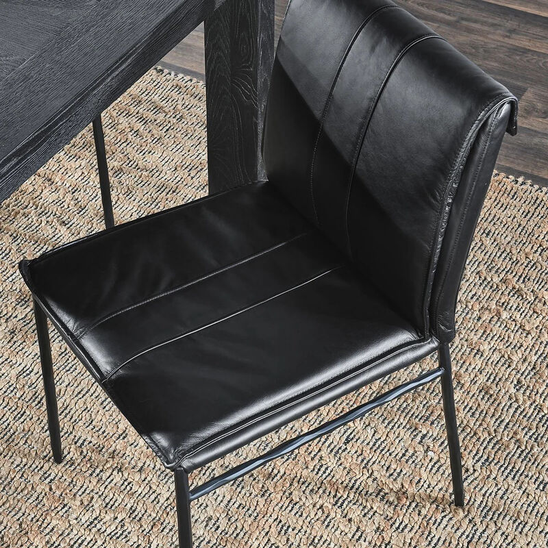 Mayer Jet Black Leather Dining Chair