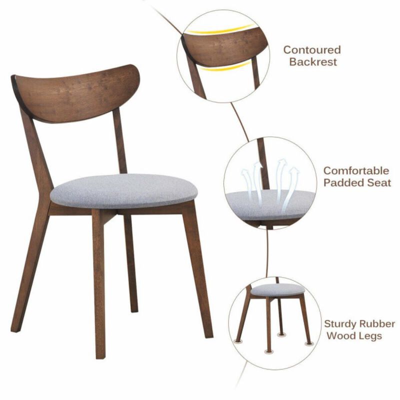 Hivvago Set of 2 Dining Chairs Upholstered Curved Back Side