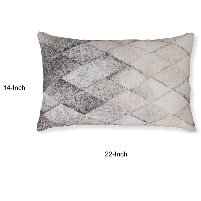 Lumbar Throw Pillow Set of 4, 14 x 22 Diamond Pattern, Gray and White Blend -