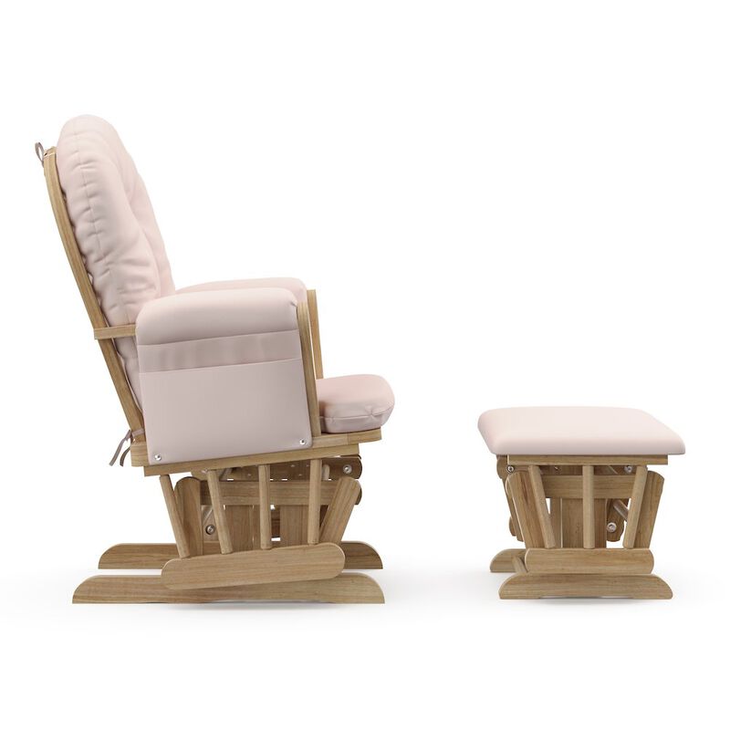Storkcraft Hoop Glider and Ottoman - Natural with Pink