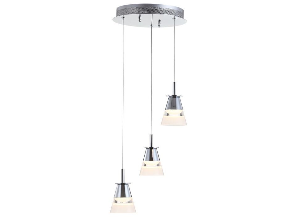 Alain 12.5" 3-Light Adjustable Cascading Metal Integrated Cluster LED Pendant