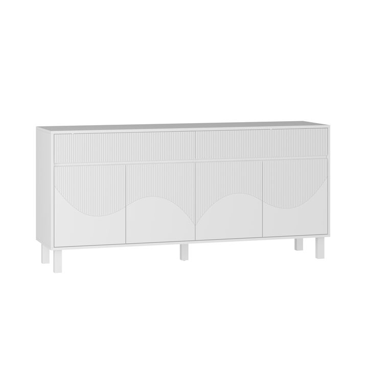 FUFU&GAGA White Storage Cabinet with Multiple Doors and Shelves, (63"W x 15.7"D x 29.7"H),White