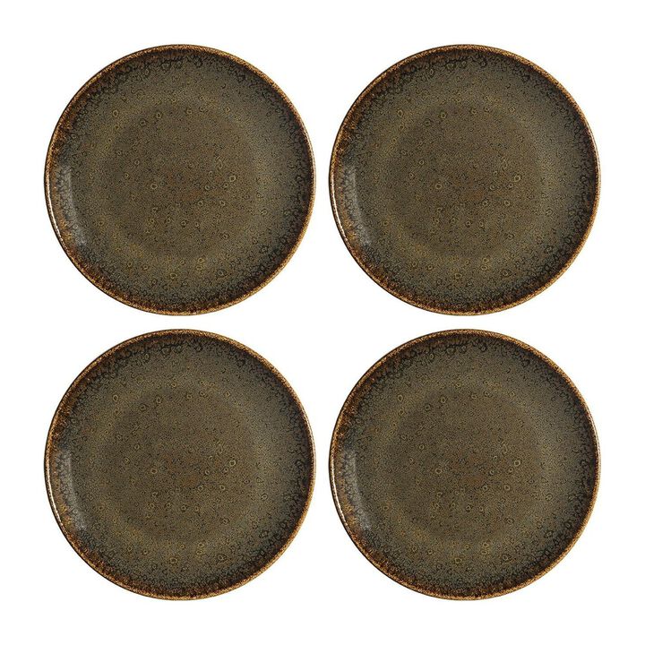 Tierra dia.8.25" Round Brown Porcelain Plate (Set of 4)