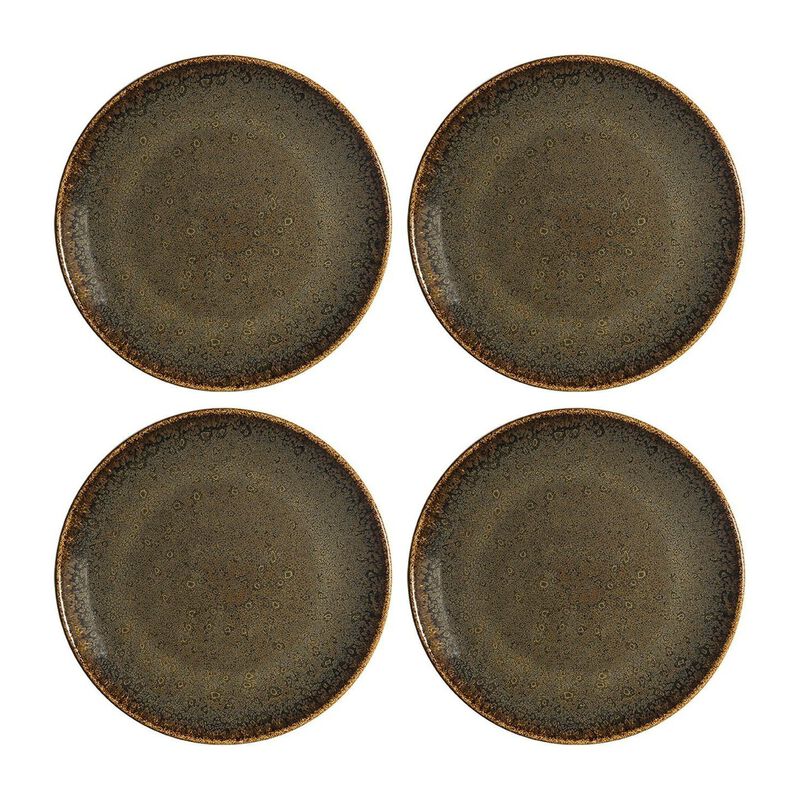 Tierra dia.12" Round Brown Porcelain Plate (Set of 4)