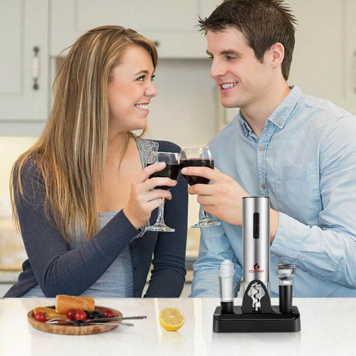 Costway  6-in-1 Electric Wine Bottle Opener Set with Foil Cutter