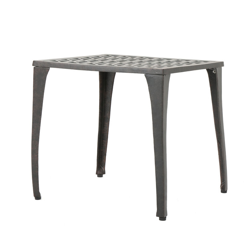 Elegant Cast Aluminum Patio Side Table with Grillwork Top