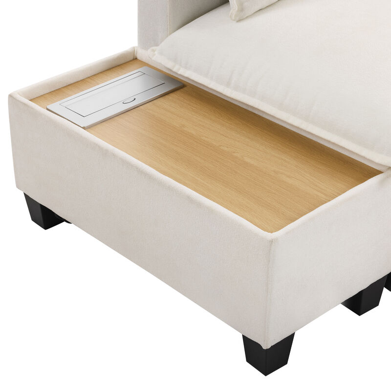 Merax Modular Chenille Sofa Couch with 1 Coffee Table