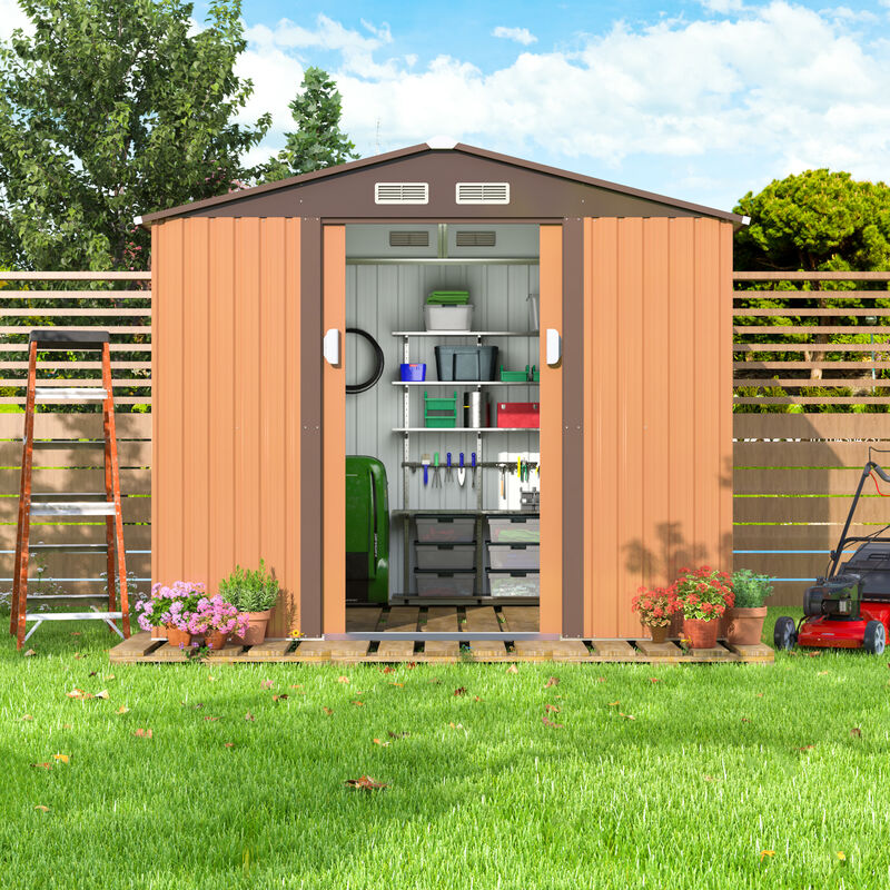 6' x 8' Outdoor Metal Storage Shed Garden Tool Organizer House