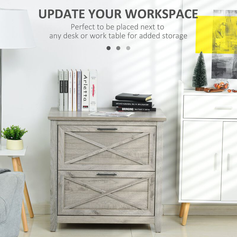 Grey Retro Organizer: 2-Drawer Lateral File Cabinet for Documents