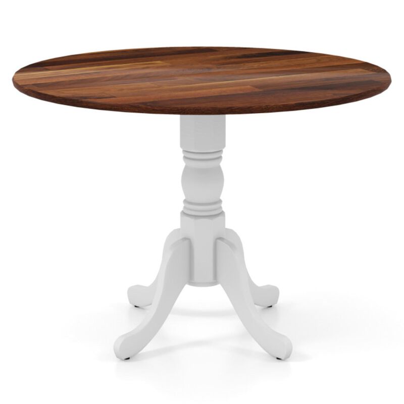 Hivvago Wooden Dining Table with Round Tabletop and Curved Trestle Legs