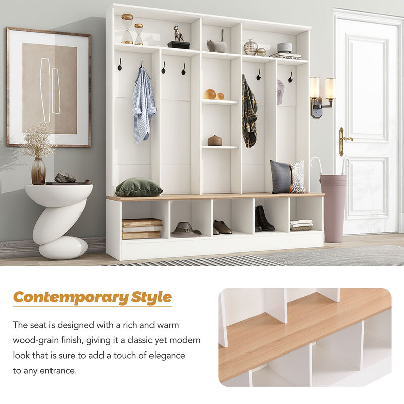 Merax Wide Design Hall Tree with Storage Bench for Entryways